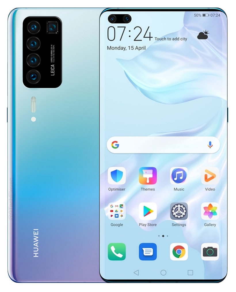 The first rendering of the future flagship Huawei P40 Pro